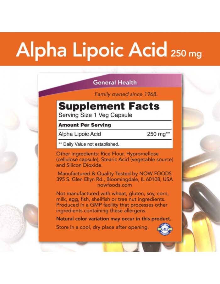 Now Alpha Lipoic Acid 250mg 60veg capsules 1
