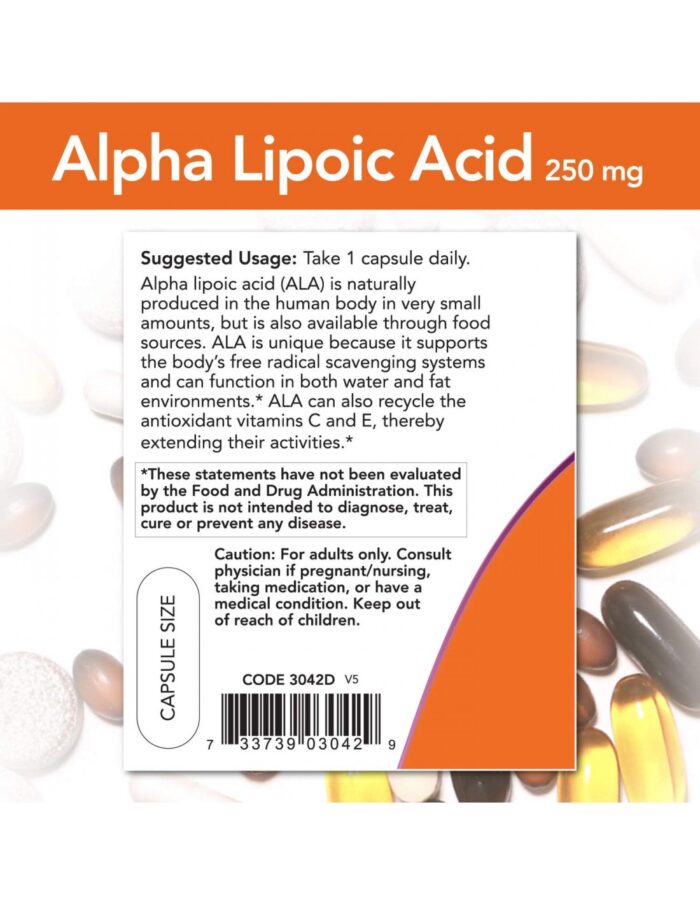 Now Alpha Lipoic Acid 250mg 60veg capsules 2
