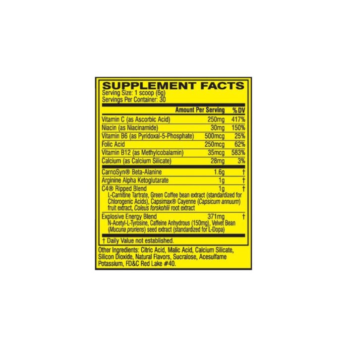 C4 RIPPED 30SER NUTRITION FACTS