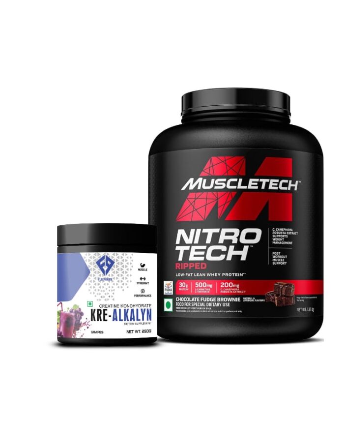 Combo Sales Offer Muscletech Nitrotech Ripped 1.81kg + Creatine Monohydrate Kre Alkallyn 250gm Flavoured