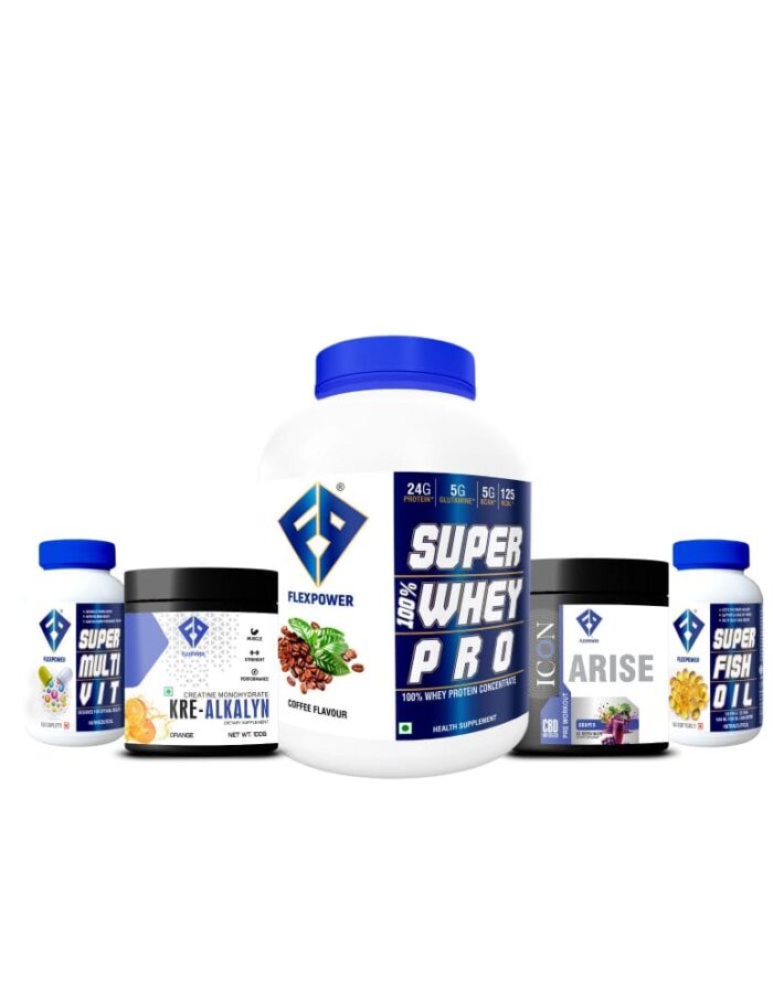 Combo Sales Offer Super 100% Whey Pro 2kg + Icon Arise Pre Workout 30ser 300gm + Creatine Monohydrate Kre Alkalyn 100gm Flavoured+ Super Multi Vit 90tabs m+ Super Fish Oil 90 Soft Gel