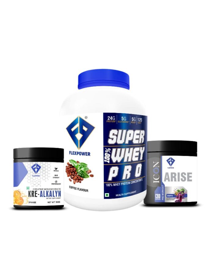 Combo Sales Offer Super 100% Whey Pro 2kg + Icon Arise Pre Workout 30ser 300gm + Creatine Monohydrate Kre Alkalyn 100gm Flavoured
