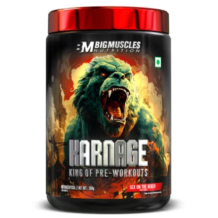 Karnage Pre workout (60 Servings, Sex On the Beach) | Pre-workout Supplement Supports to Improve Focus, Strength, Energy and Pump, Banned Substance Tested, Dope Free, 300g