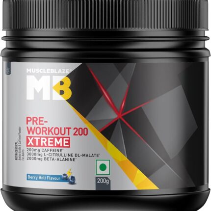 MUSCLEBLAZE PRE-WORKOUT 200 EXTREME 30 SERVINGS BERRY BOLT FLAVOUR