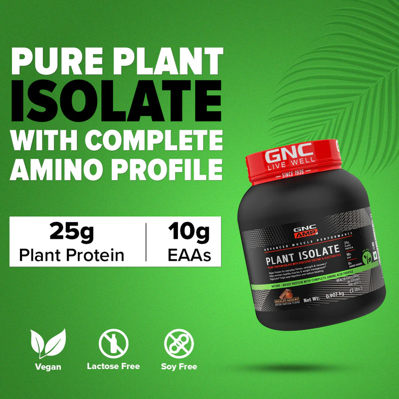 GNC AMP PLANT ISOLATE PROTEIN 2LBS (0.907KG) CHOCOLATE HAZELNUT FLAVOUR - Image 2