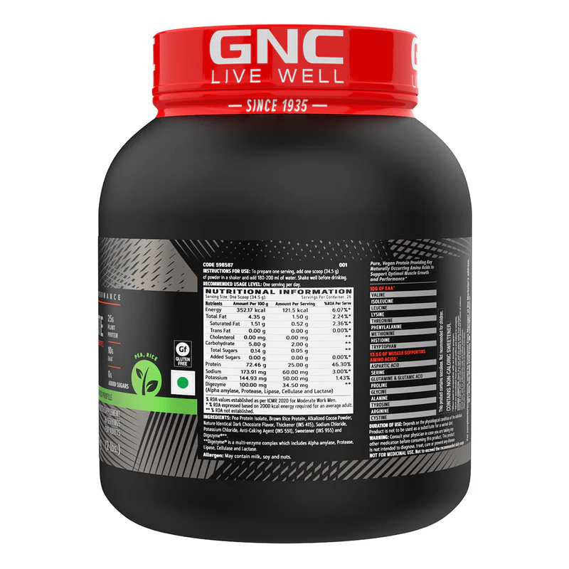 GNC AMP PLANT ISOLATE PROTEIN 2LBS (0.907KG) CHOCOLATE HAZELNUT FLAVOUR - Image 7