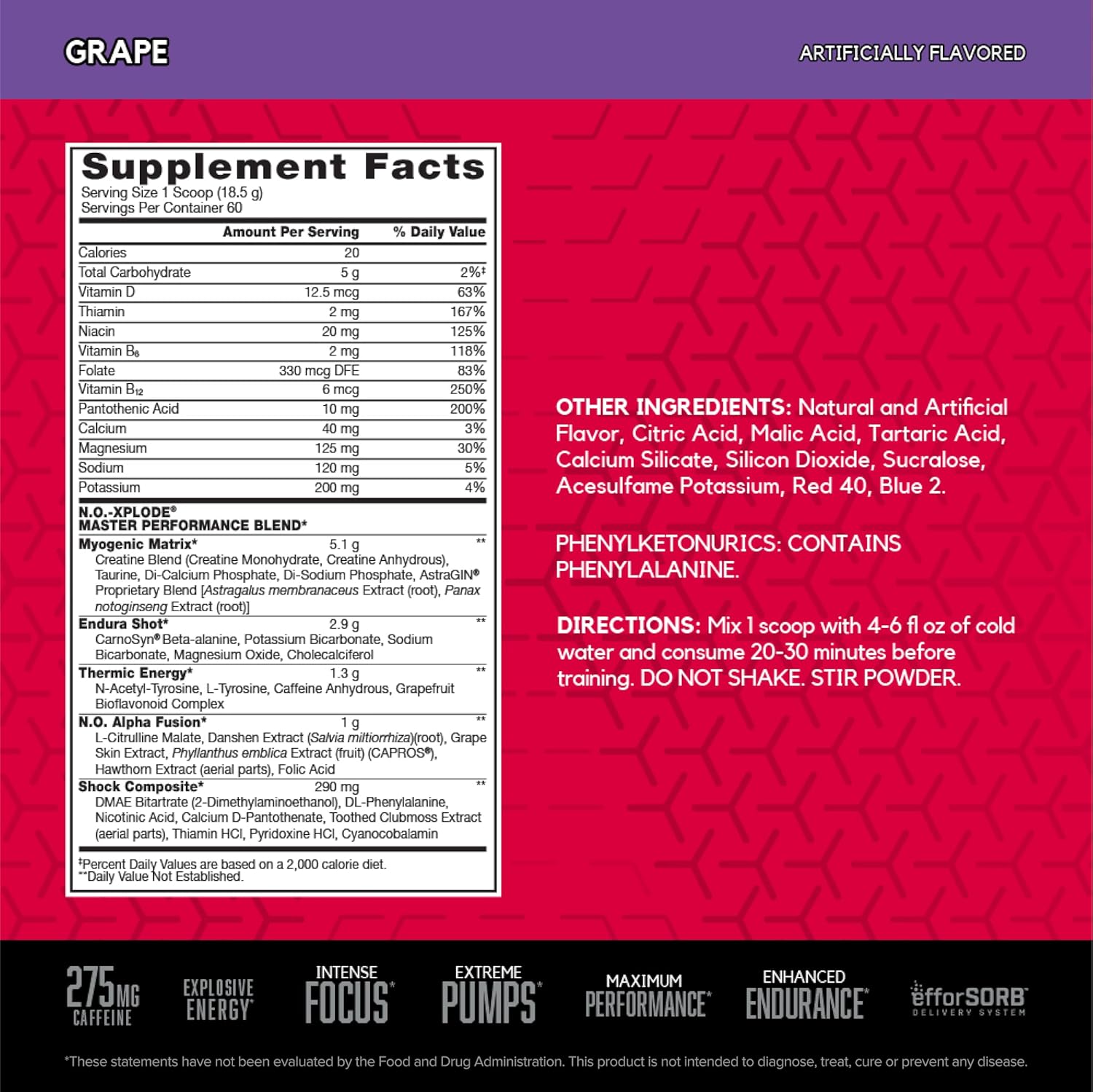 BSN N.O - XPLODE 60 SERVINGS GRAPES - Image 2