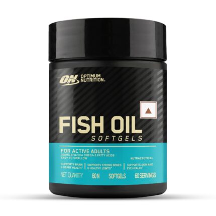 Optimum Nutrition (ON) Fish Oil - 60 Capsules, 300mg EPA/DHA Omega -3 Fatty Acids for Strong Bones-Healthy Joints, Brain, Heart, Skin & Eye Health